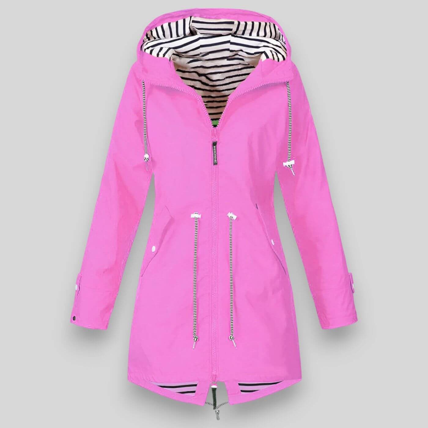 Modern Rain Jacket for Women | Hooded Zip-Up Design & Adjustable Waist Fit