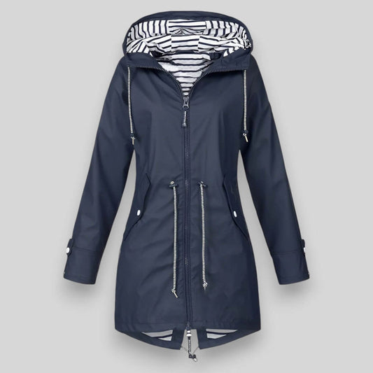 Modern Rain Jacket for Women | Hooded Zip-Up Design & Adjustable Waist Fit