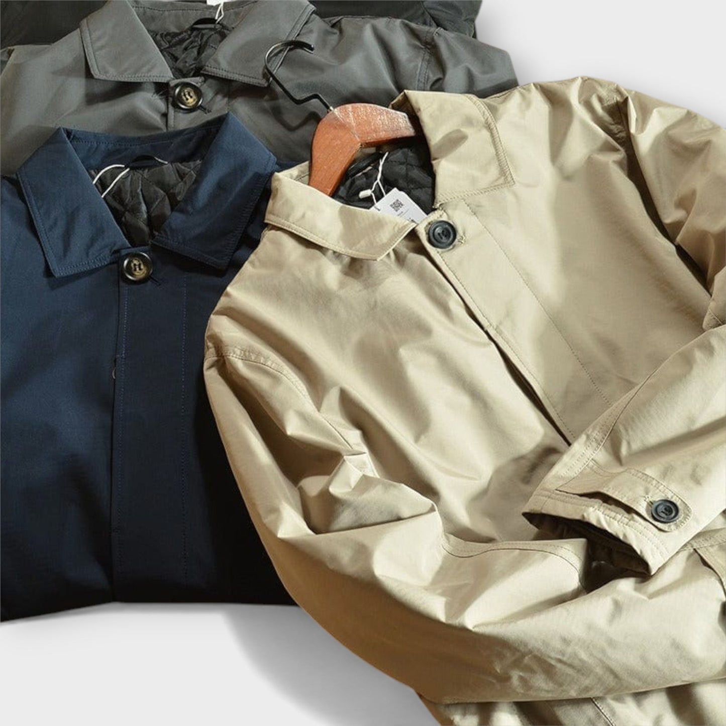 Modern Tailored Trench Coat for Men | Button-Up Mid-Length Design