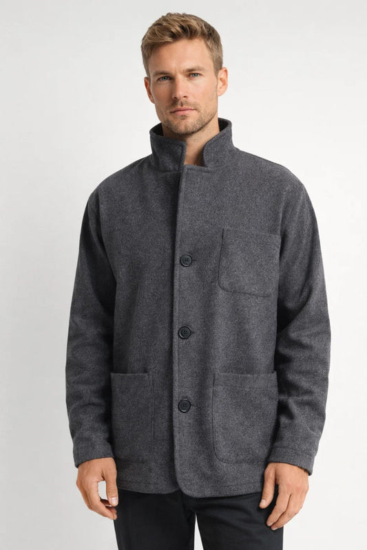 Minimal Wool Blend Jacket for Men | Modern Structured Fit