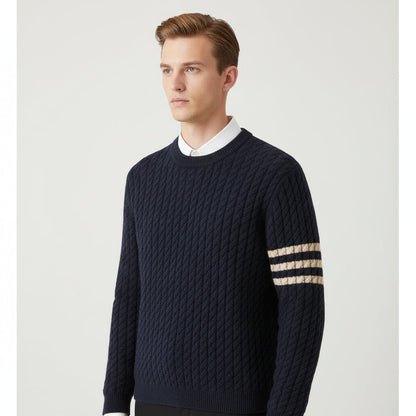 Classic Cable Knit Sweater for Men | Crew Neck Pullover Design