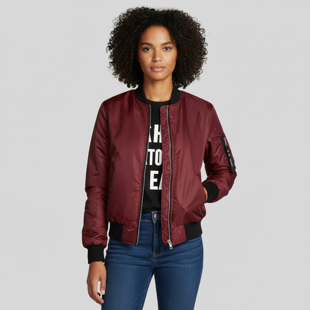 Classic Bomber Jacket for Women | Zip-Up Casual Outerwear