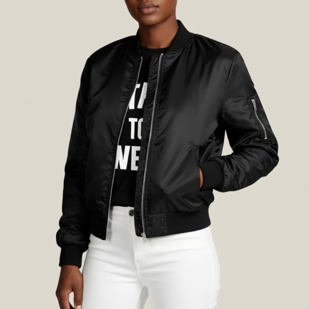 Classic Bomber Jacket for Women | Zip-Up Casual Outerwear