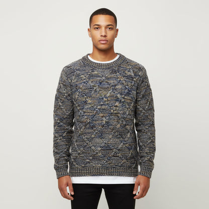 Vibrant Pattern Knit Sweater for Men | Multicolor Textured Design