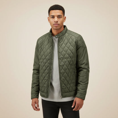Quilted Zip-Up Jacket for Men | Lightweight Stand Collar Design