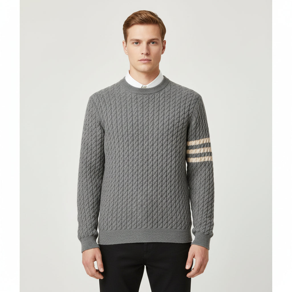 Classic Cable Knit Sweater for Men | Crew Neck Pullover Design