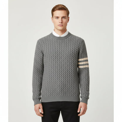 Classic Cable Knit Sweater for Men | Crew Neck Pullover Design