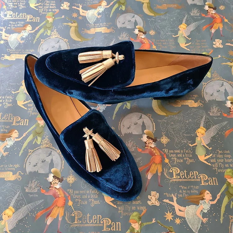 Velvet Tassel Loafers for Women | Elegant Slip-On Flats