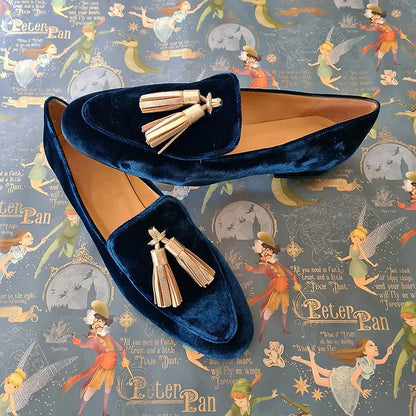 Velvet Tassel Loafers for Women | Elegant Slip-On Flats