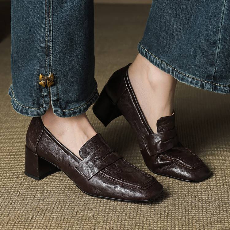 Classic Block Heel Loafers for Women | Timeless Slip-On Pumps