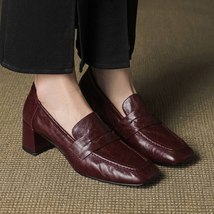 Classic Block Heel Loafers for Women | Timeless Slip-On Pumps