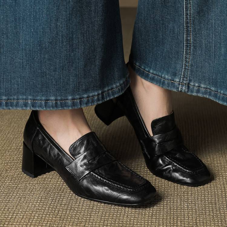 Classic Block Heel Loafers for Women | Timeless Slip-On Pumps