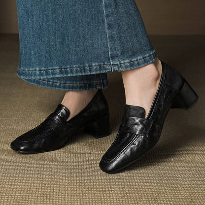 Classic Block Heel Loafers for Women | Timeless Slip-On Pumps