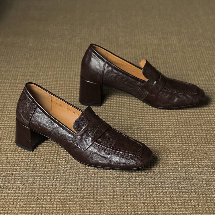Classic Block Heel Loafers for Women | Timeless Slip-On Pumps