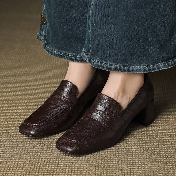 Classic Block Heel Loafers for Women | Timeless Slip-On Pumps