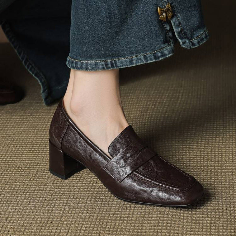 Classic Block Heel Loafers for Women | Timeless Slip-On Pumps