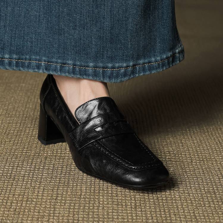 Classic Block Heel Loafers for Women | Timeless Slip-On Pumps