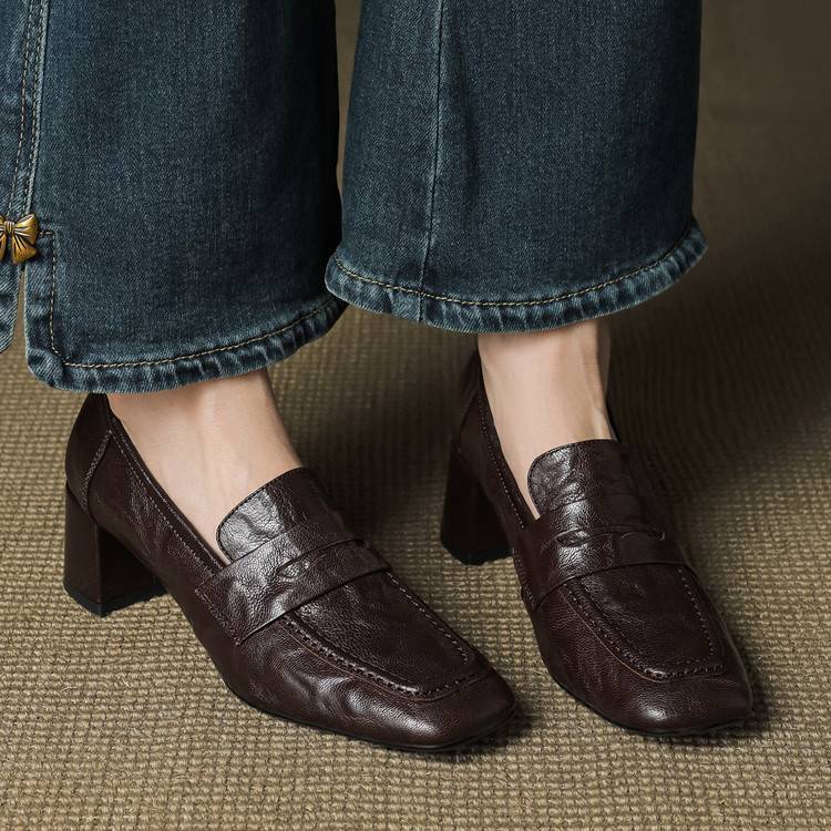 Classic Block Heel Loafers for Women | Timeless Slip-On Pumps