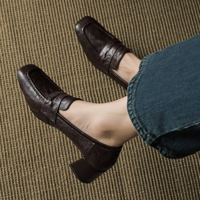 Classic Block Heel Loafers for Women | Timeless Slip-On Pumps