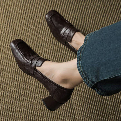 Classic Block Heel Loafers for Women | Timeless Slip-On Pumps