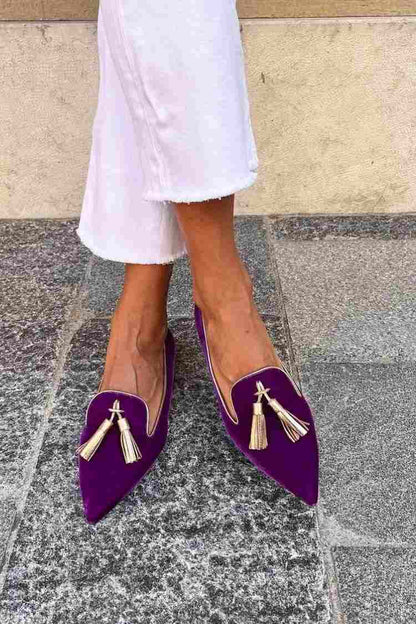 Elegant Tassel Pointed Loafers for Women | Slip-On Chic Flats
