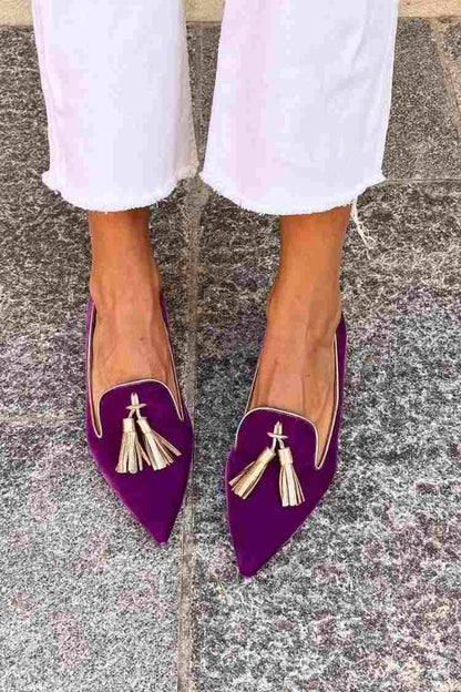 Elegant Tassel Pointed Loafers for Women | Slip-On Chic Flats