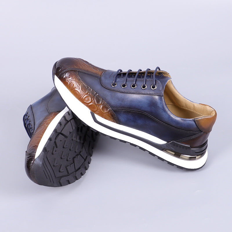 Contemporary Leather Sneakers for Men | Textured Lace-Up Design