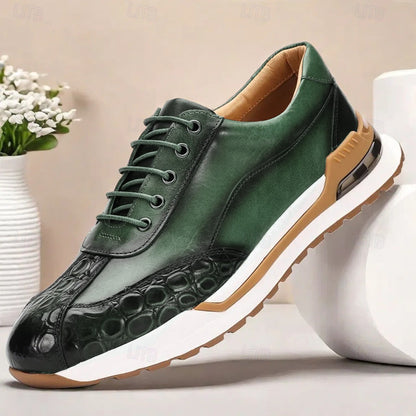 Contemporary Leather Sneakers for Men | Textured Lace-Up Design