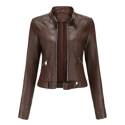 Modern Leather Jacket for Women | Sleek Zip-Up Style & Flattering Fitted Shape