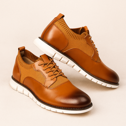 Hybrid Knit Leather Sneakers for Men | Modern Lace-Up Design