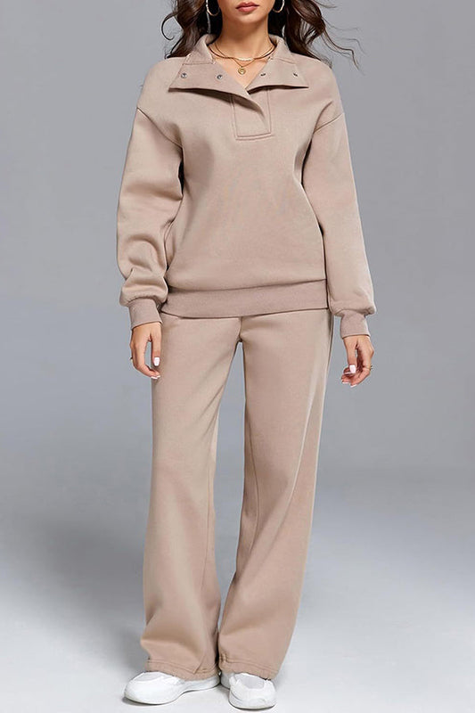 Cozy Lounge Set for Women | Relaxed Pullover Top & Wide Leg Sweat Pants