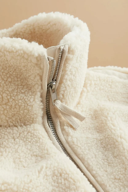 Cozy Sherpa Jacket for Women | Zip-Up Teddy Jacket with Pockets